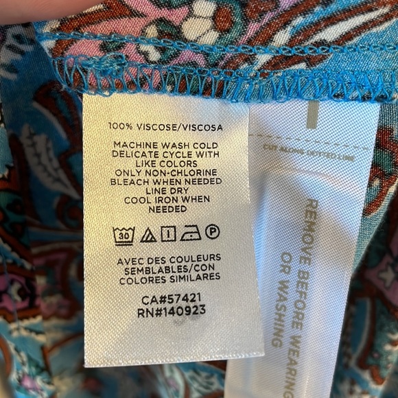 LOFT Bouquet Mock neckline MIDI dress paisley cendre blue NWT L/S zipped back 10 - Picture 11 of 16